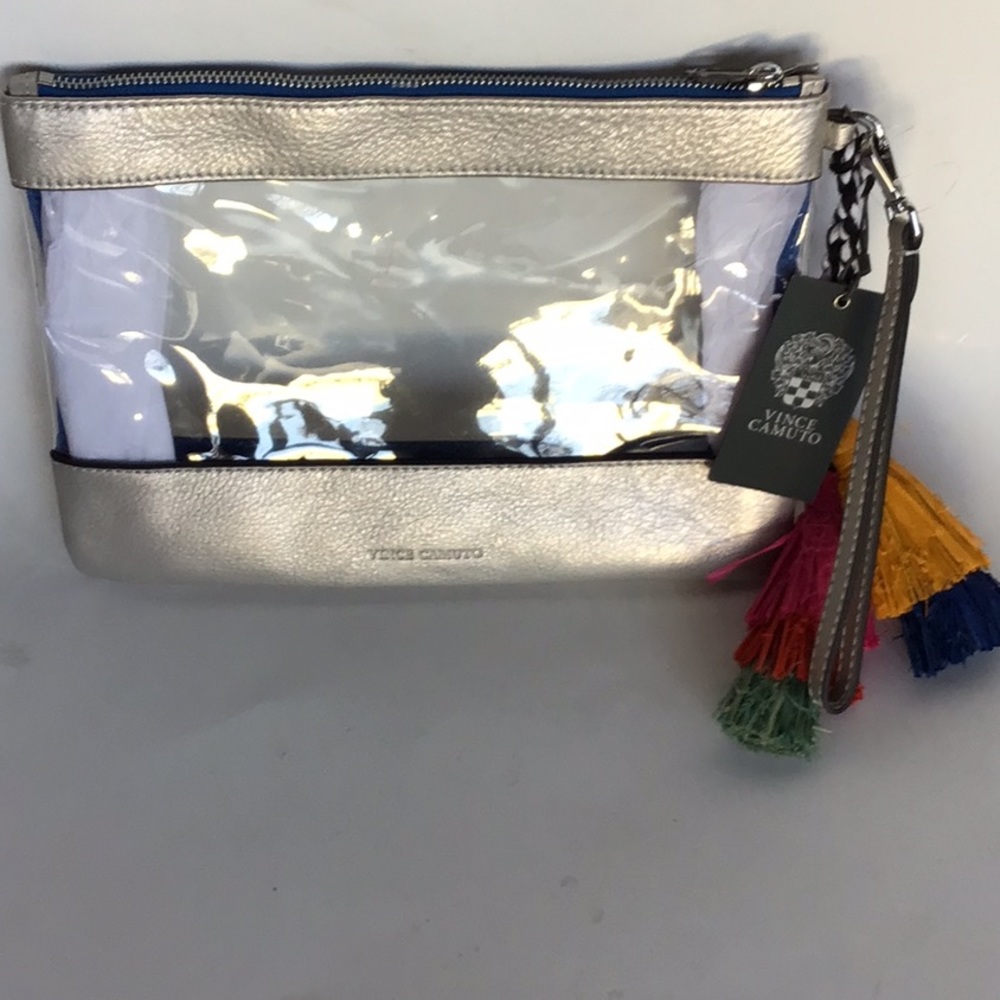 Vince Camuto Thore Pouch New Silver/Clear-NWT